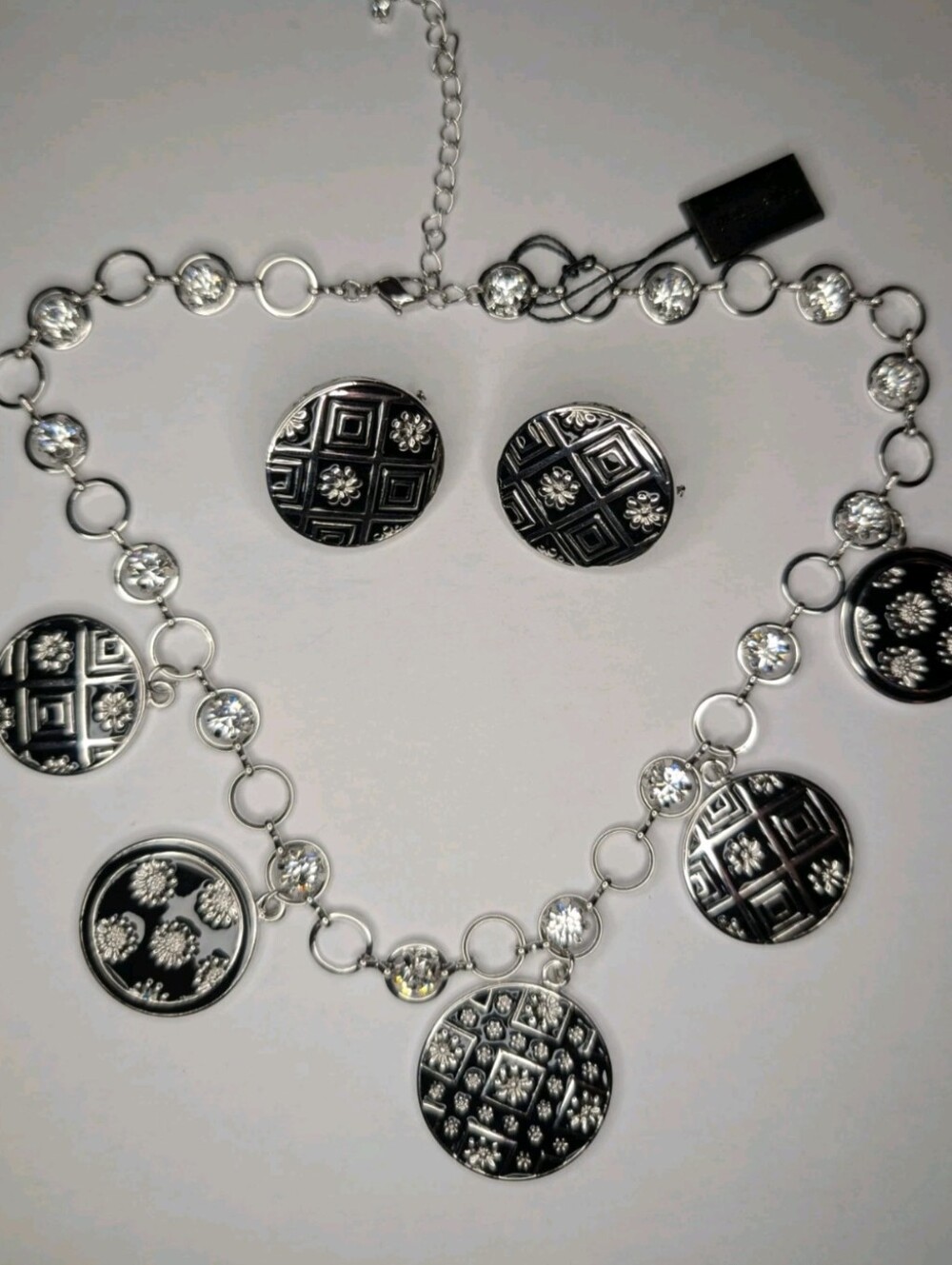 Nwt Butler Fifth Avenue Collection Silver Tone Necklace & Earring Set VTG